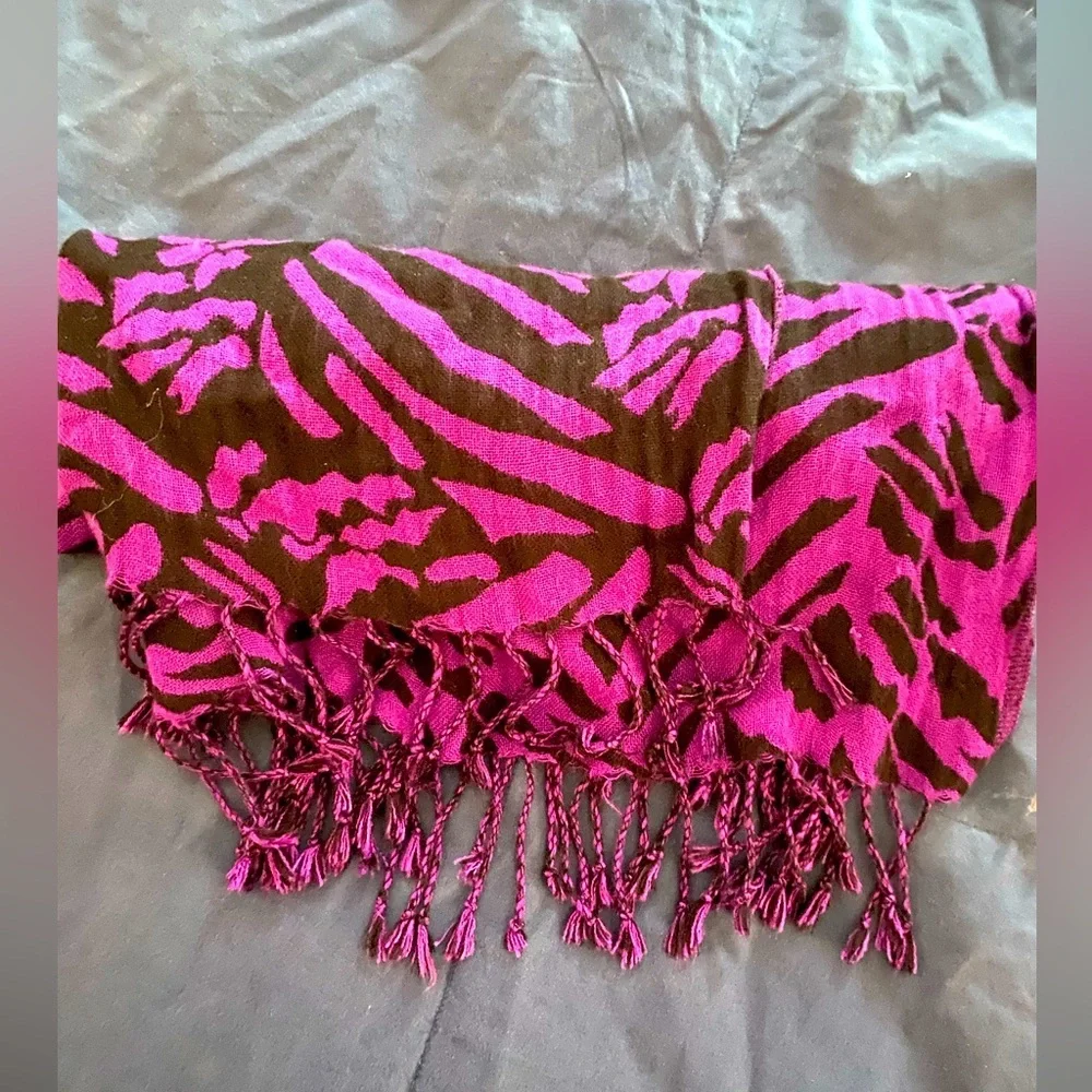 Black & Purple Animal Print Scarf - Sarong